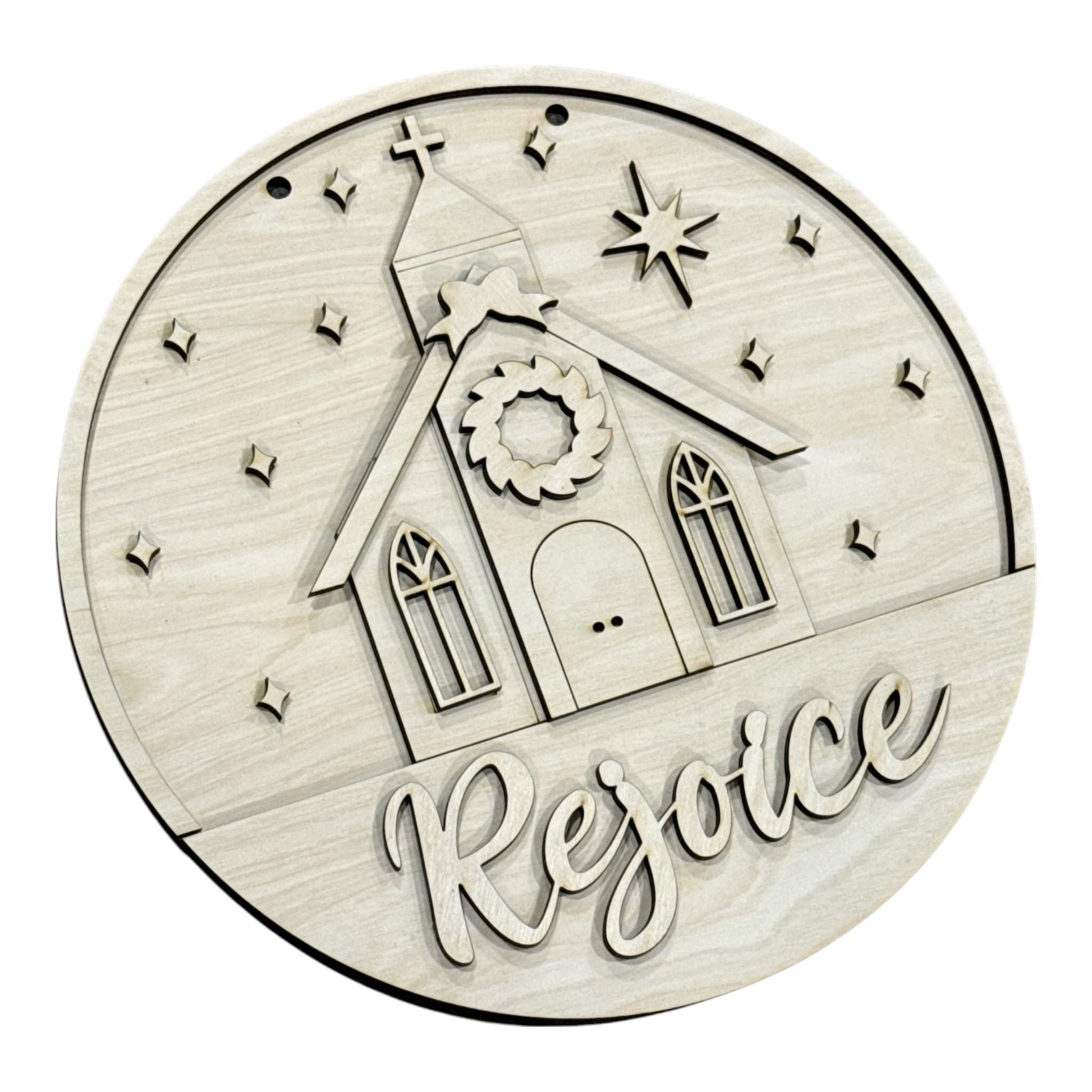 DIY Rejoice Christmas Church Door Hanger, 3d Door Hanger, Unfinished Door Hanger