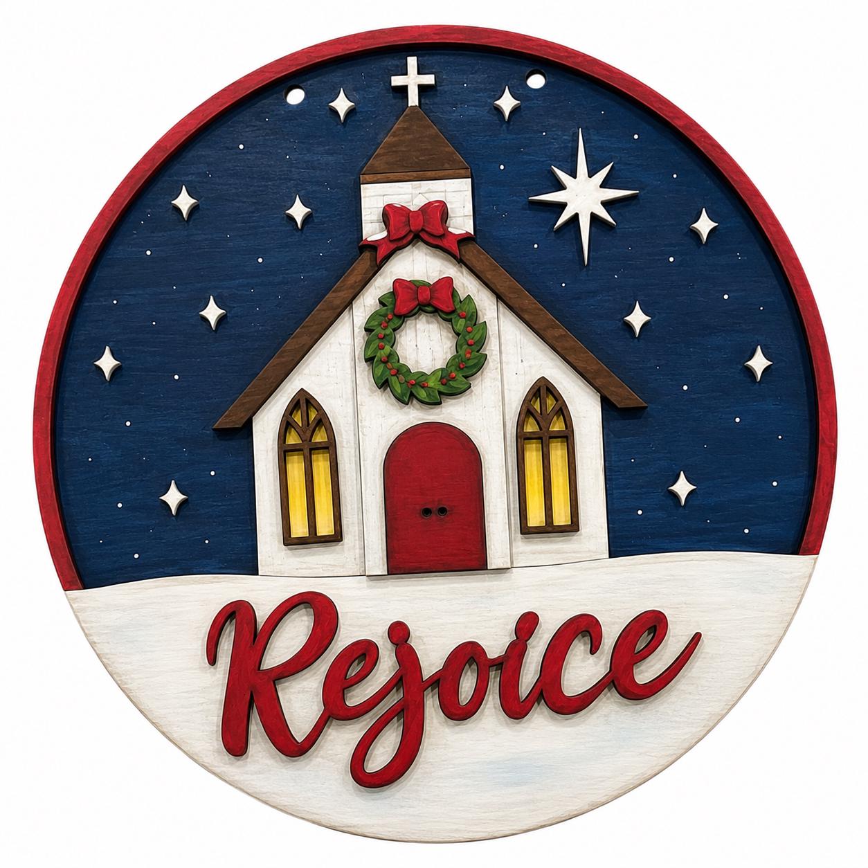 DIY Rejoice Christmas Church Door Hanger, 3d Door Hanger, Unfinished Door Hanger