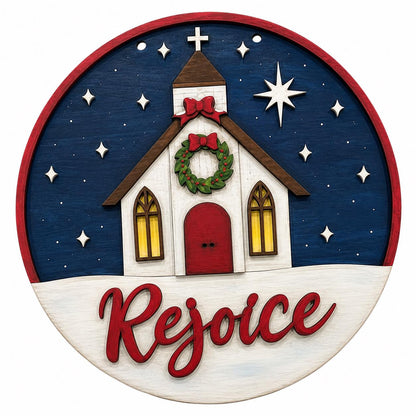 DIY Rejoice Christmas Church Door Hanger, 3d Door Hanger, Unfinished Door Hanger