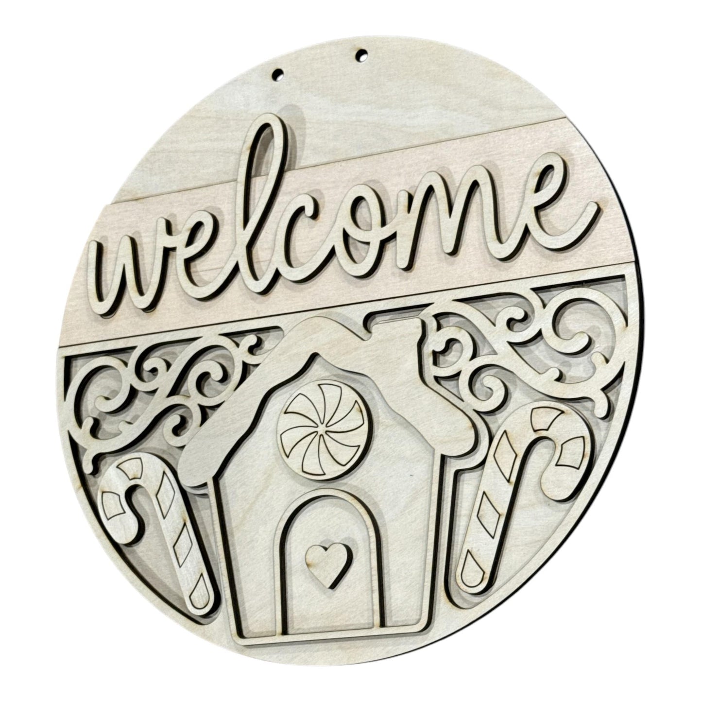 DIY Welcome Gingerbread House Door Hanger, 3d Door Hanger, Unfinished Door Hanger