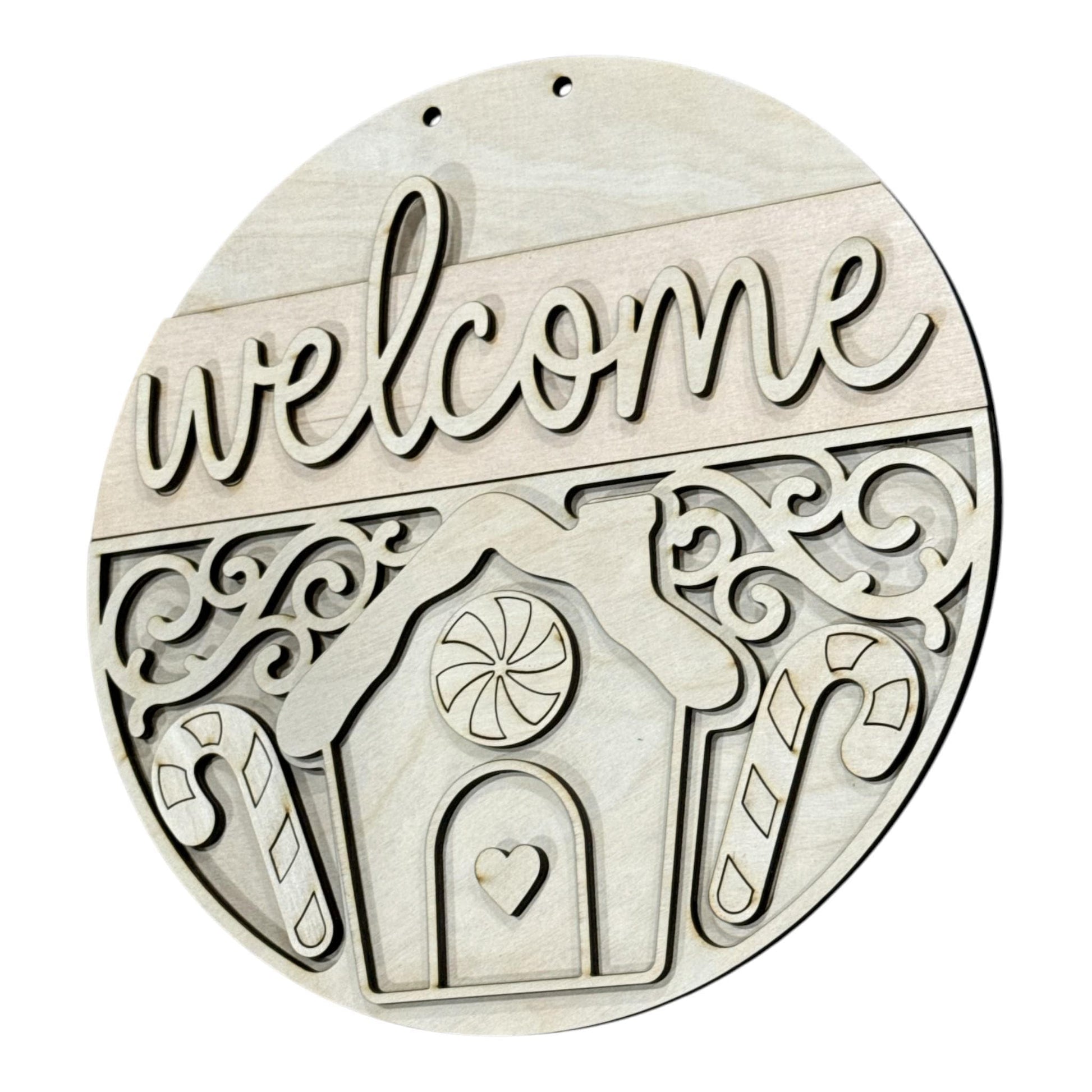 DIY Welcome Gingerbread House Door Hanger, 3d Door Hanger, Unfinished Door Hanger