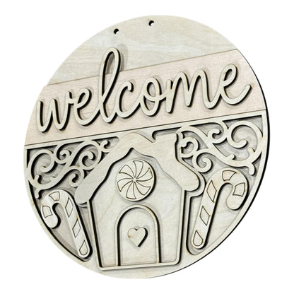 DIY Welcome Gingerbread House Door Hanger, 3d Door Hanger, Unfinished Door Hanger