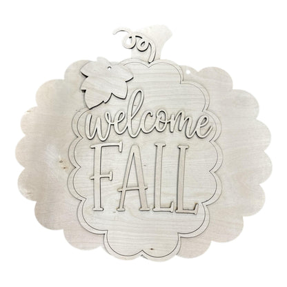 DIY Welcome Fall Scalloped Door Hanger