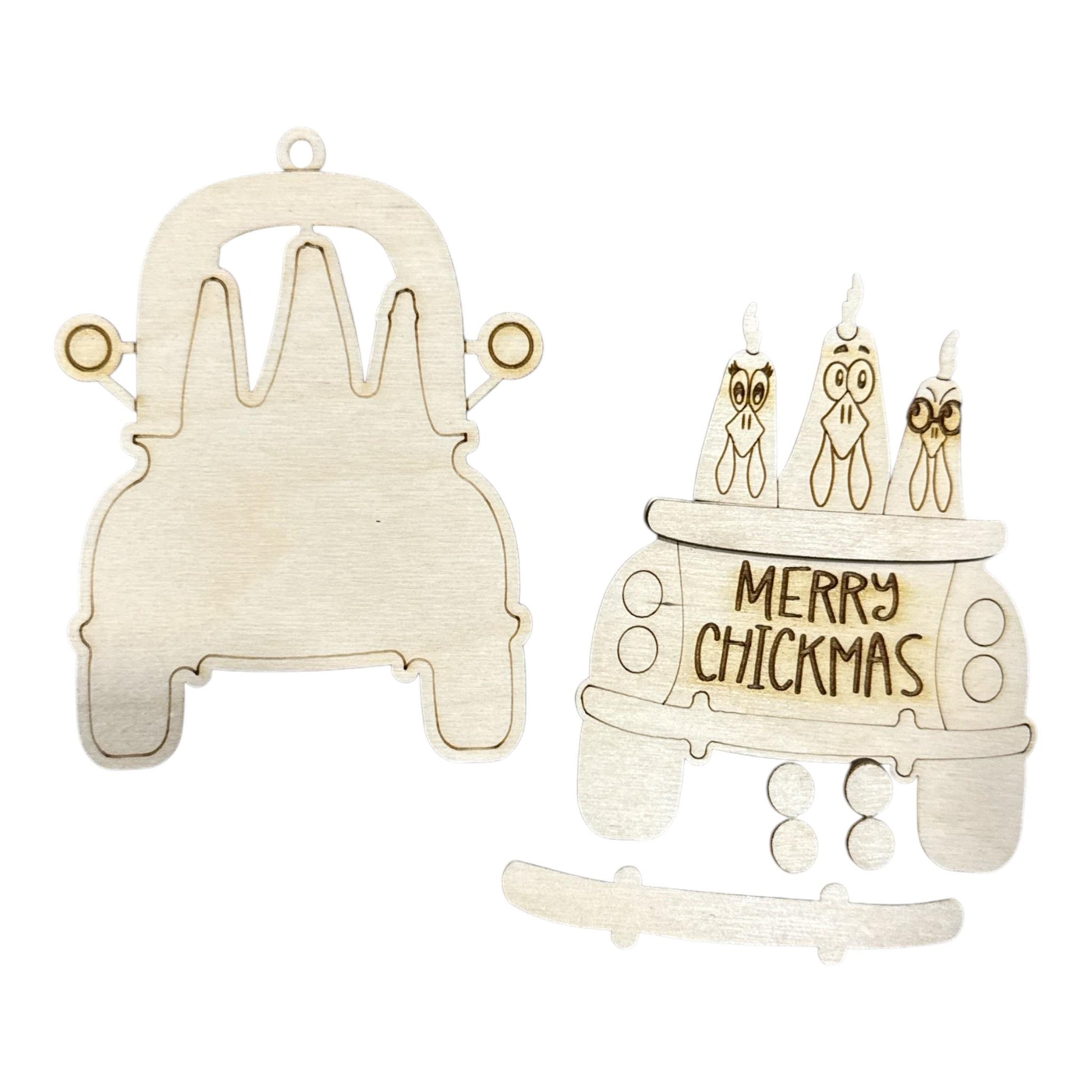 DIY Merry Chickmas Truck Ornament, Chickens