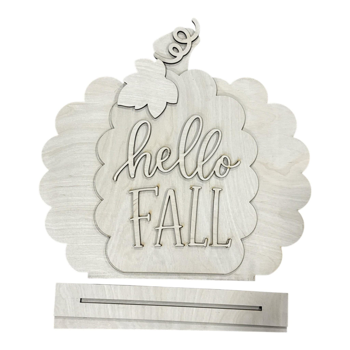 DIY Hello Fall Shelf Sitter, Scalloped Pumpkin
