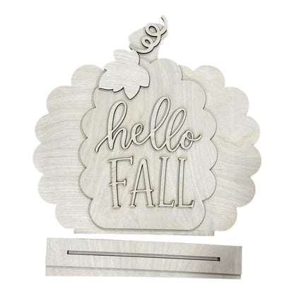 DIY Hello Fall Shelf Sitter, Scalloped Pumpkin