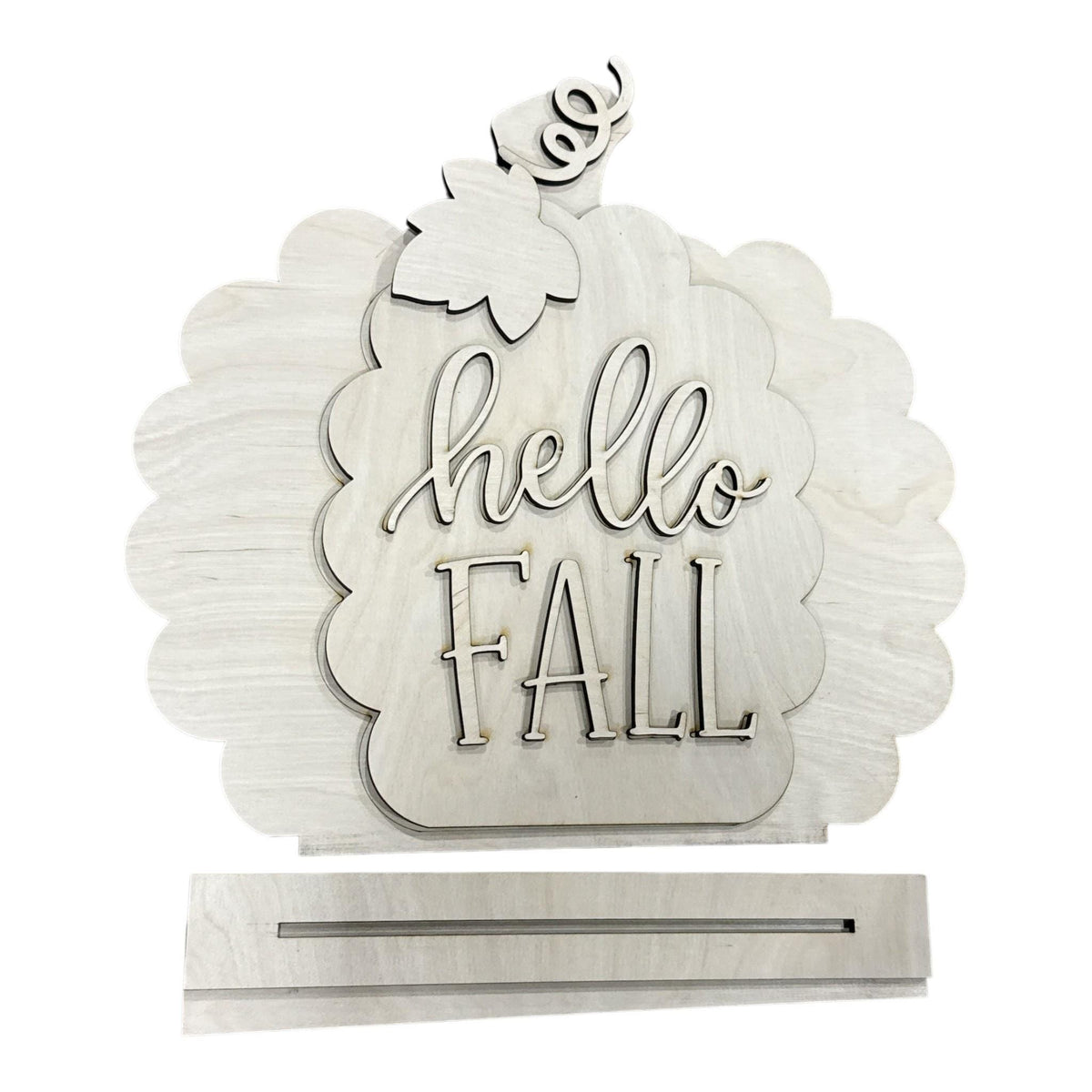 DIY Hello Fall Shelf Sitter, Scalloped Pumpkin