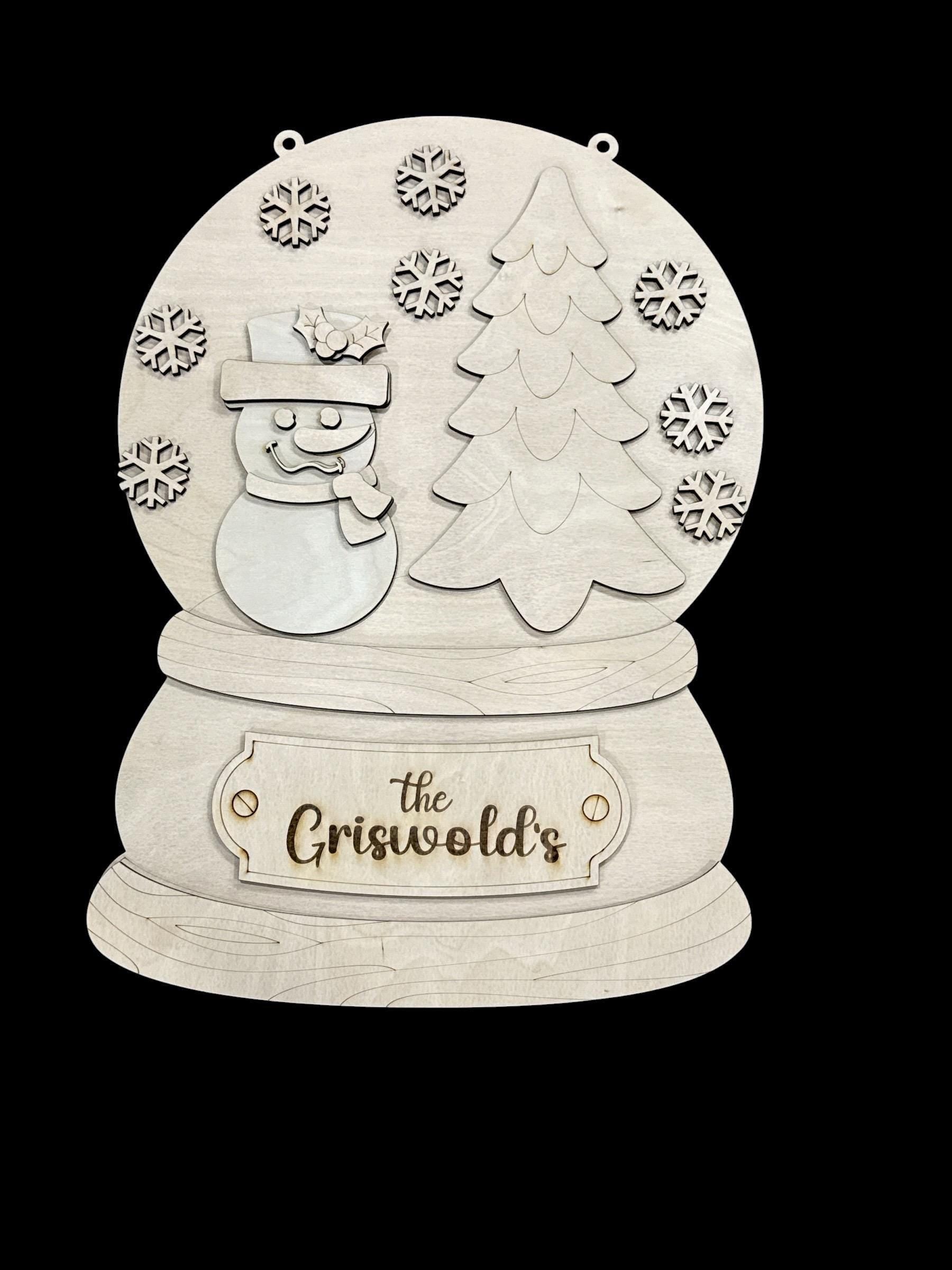 DIY Snowglobe snowman Unfinished Wood Door Hanger: Paint Craft Project