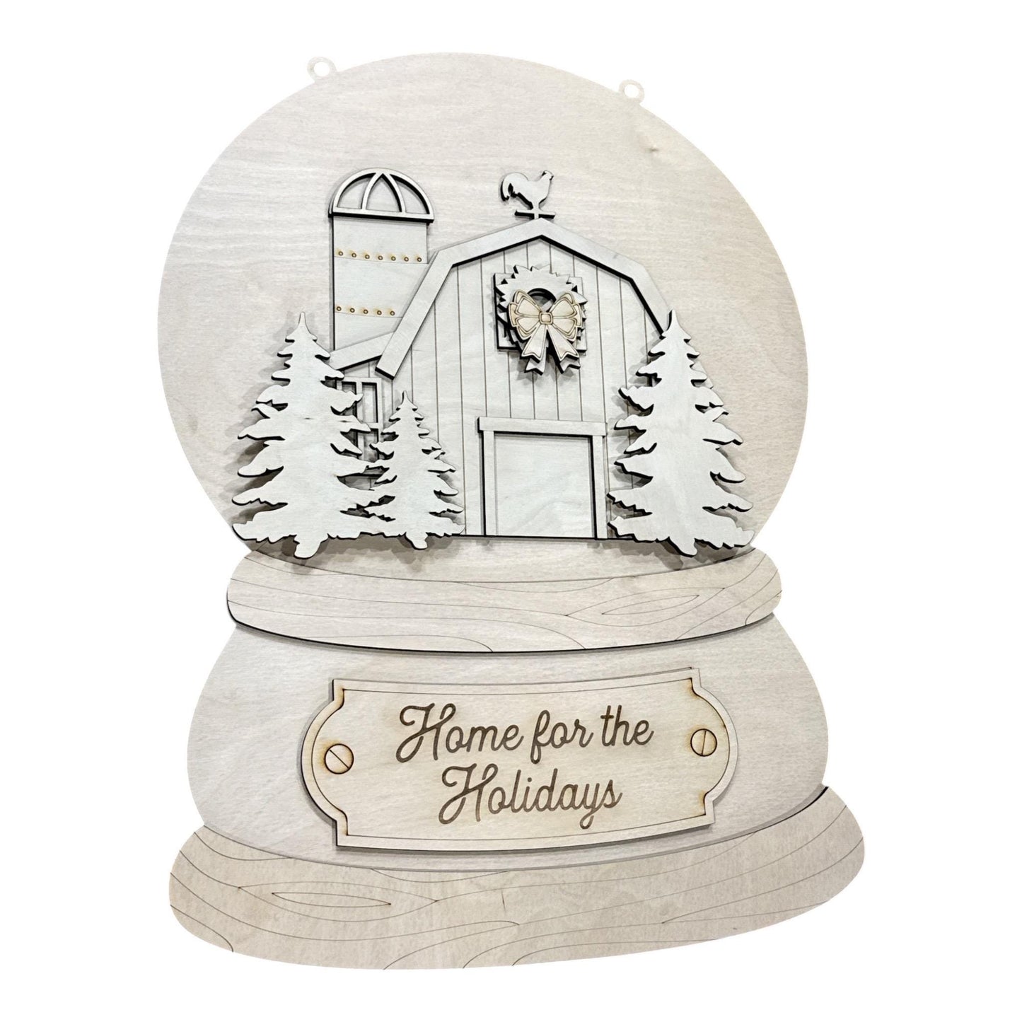 DIY Snowglobe Barn Unfinished Wood Door Hanger: Paint Craft Project