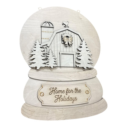 DIY Snowglobe Barn Unfinished Wood Door Hanger: Paint Craft Project