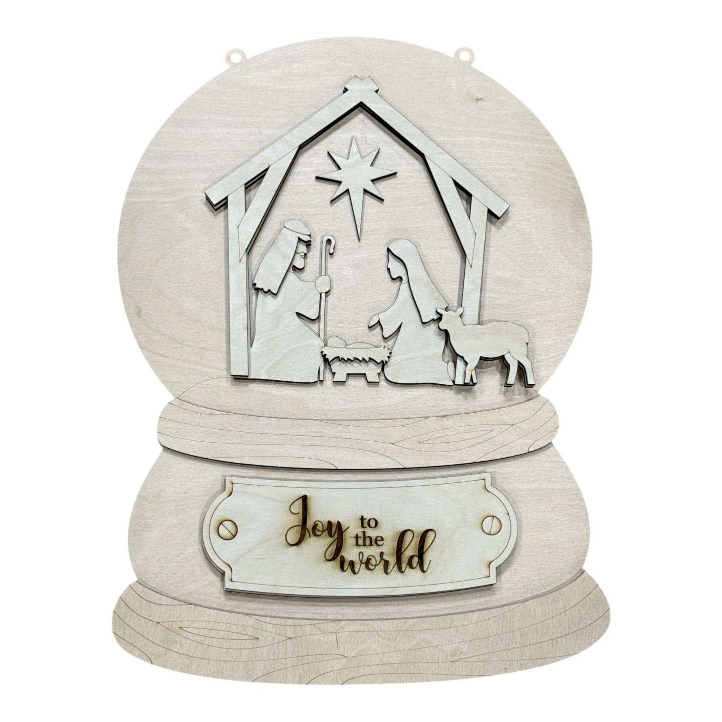 DIY Snowglobe Nativity Unfinished Wood Door Hanger: Paint Craft Project