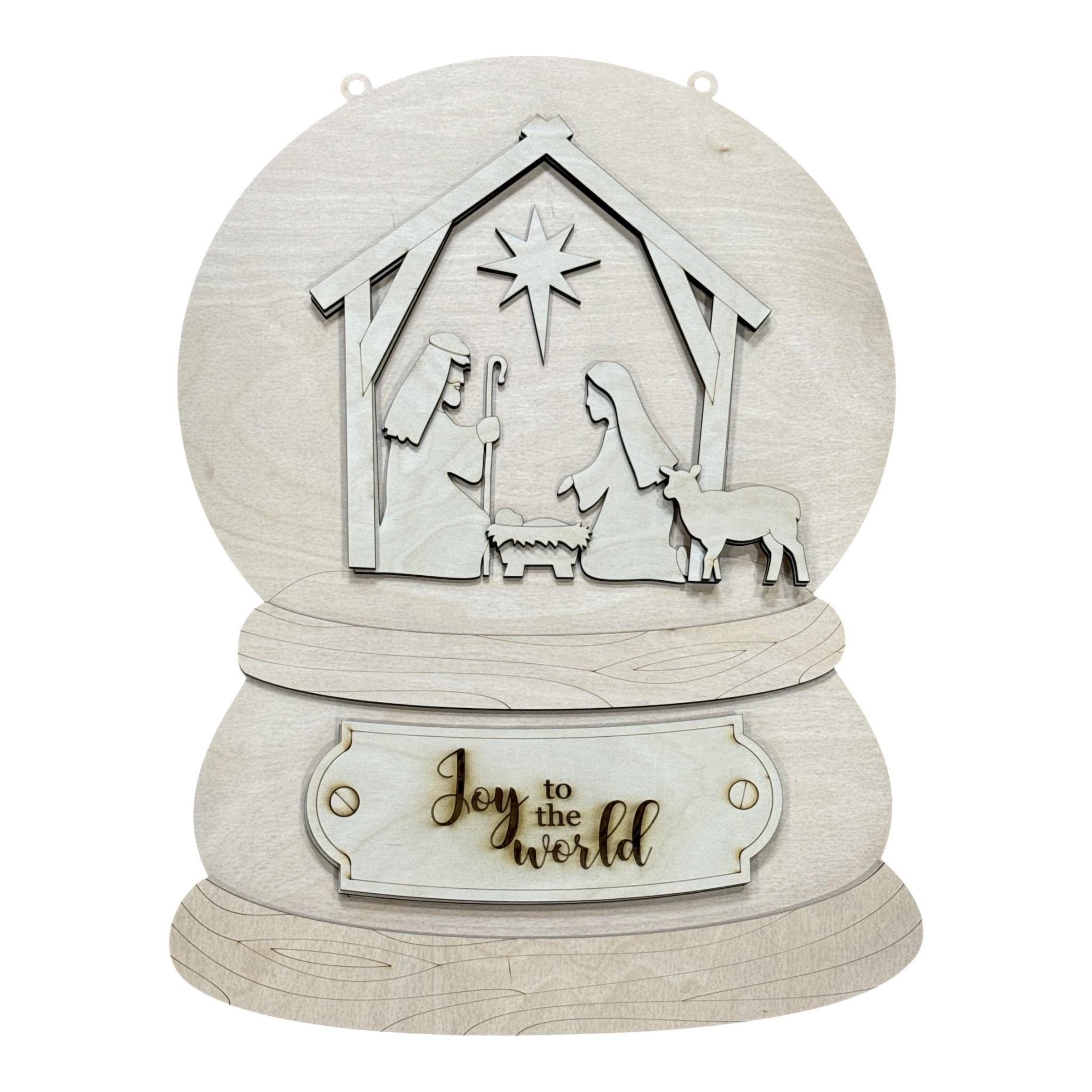 DIY Snowglobe Nativity Unfinished Wood Door Hanger: Paint Craft Project