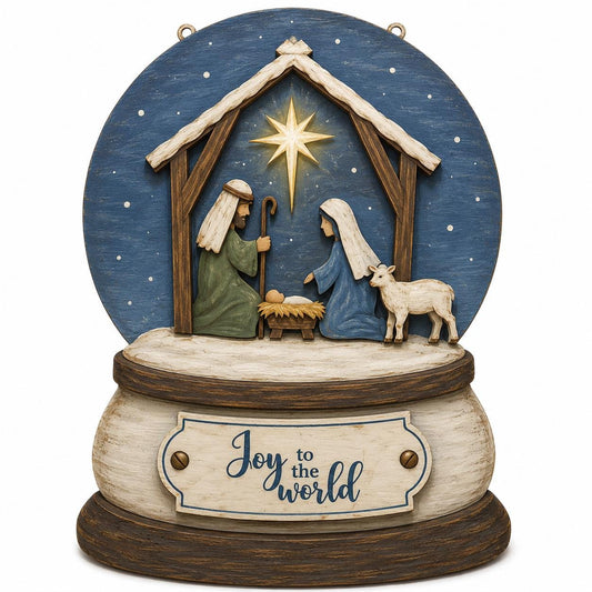 DIY Snowglobe Nativity Unfinished Wood Door Hanger: Paint Craft Project