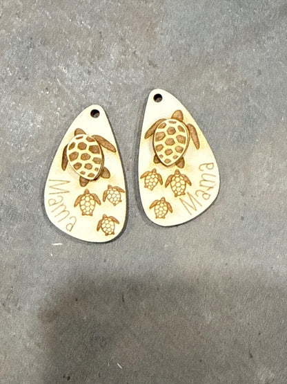 DIY Mama Turtle Earrings: Unfinished Birch Blanks