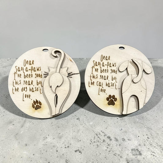 DIY Dear Santa Paws Ornaments, Unfinished Christmas
