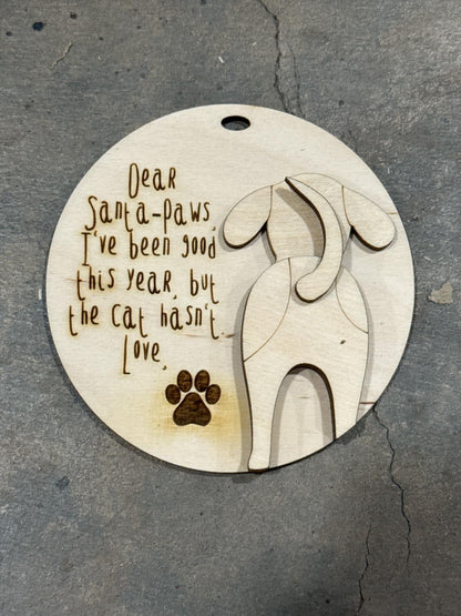 DIY Dear Santa Paws Ornaments, Unfinished Christmas