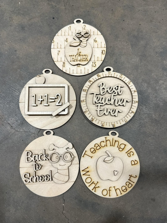 DIY Teacher Ornaments 2, Teacher Car Charms Unfinished
