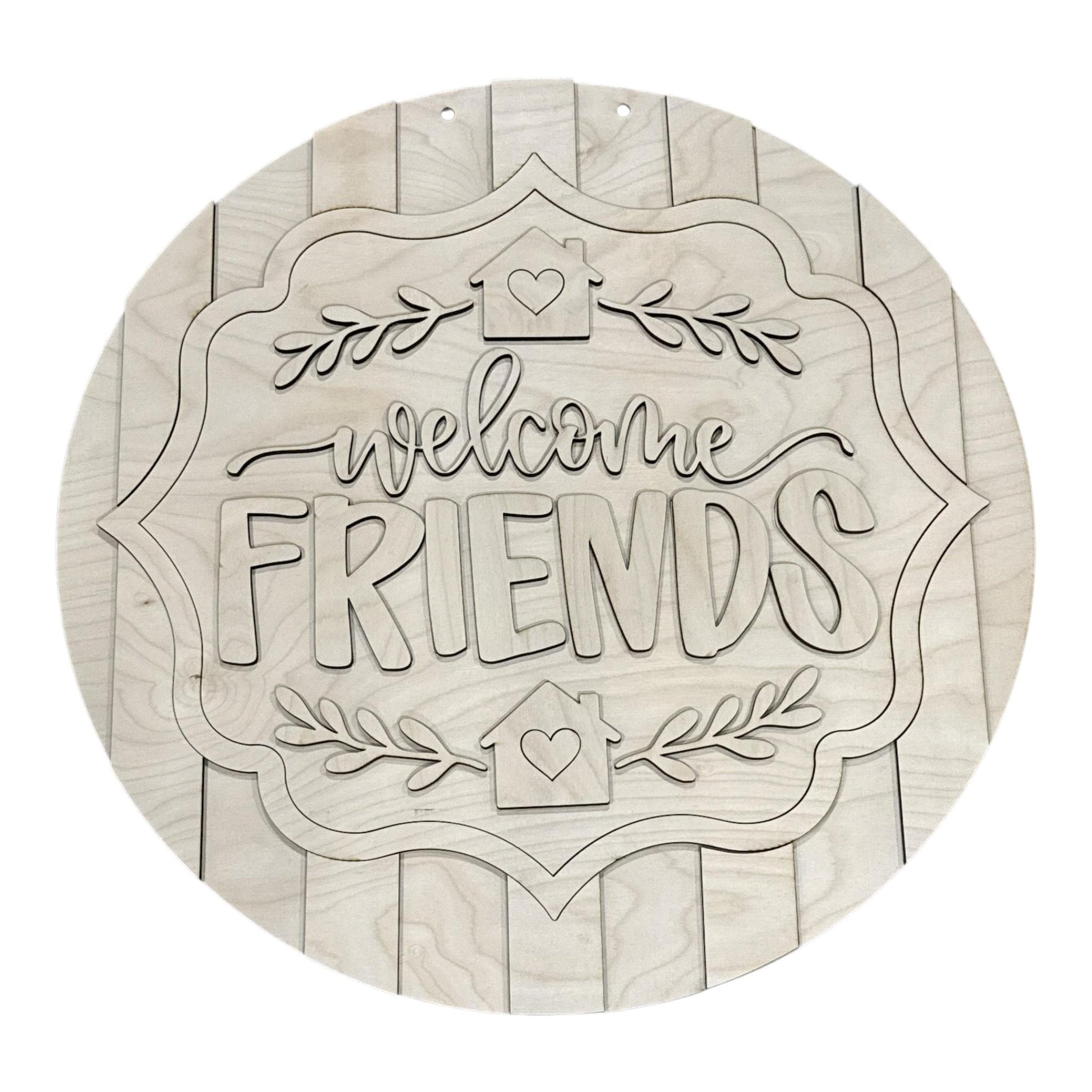 DIY Welcome Friends Entryway Sign Scalloped Frame, Welcoming Front Door Porch