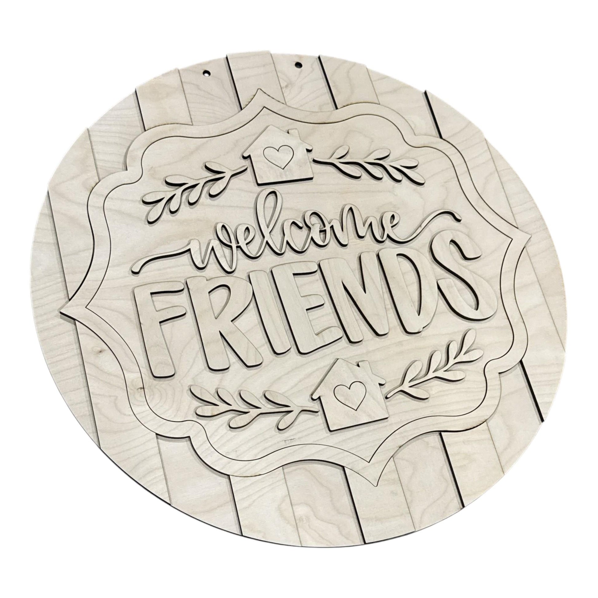 DIY Welcome Friends Entryway Sign Scalloped Frame, Welcoming Front Door Porch