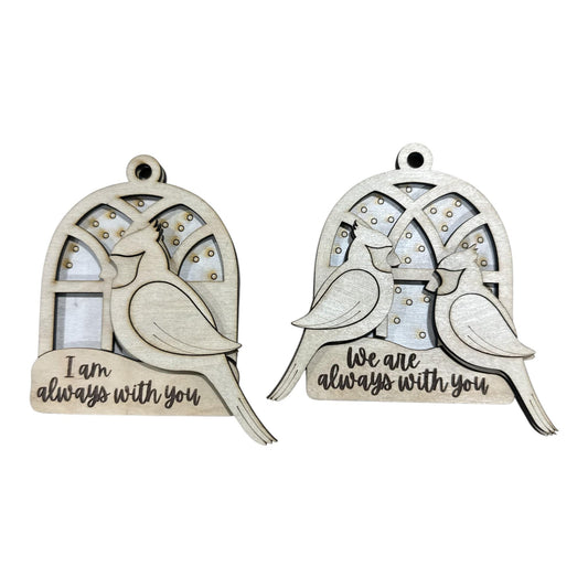 DIY I am always with your Cardinals, We are always Unfinished Cardinal Ornaments