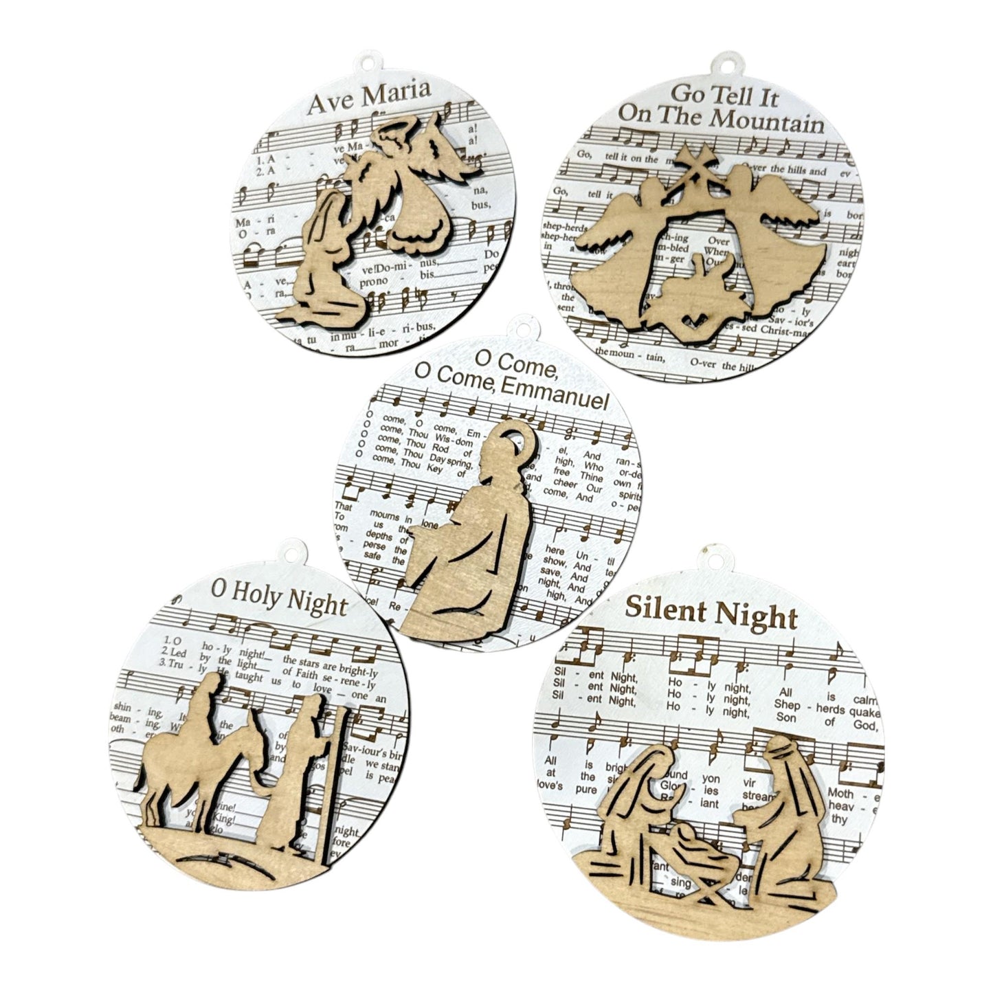 DIY Round Nativity Christmas Ornaments, Unfinished