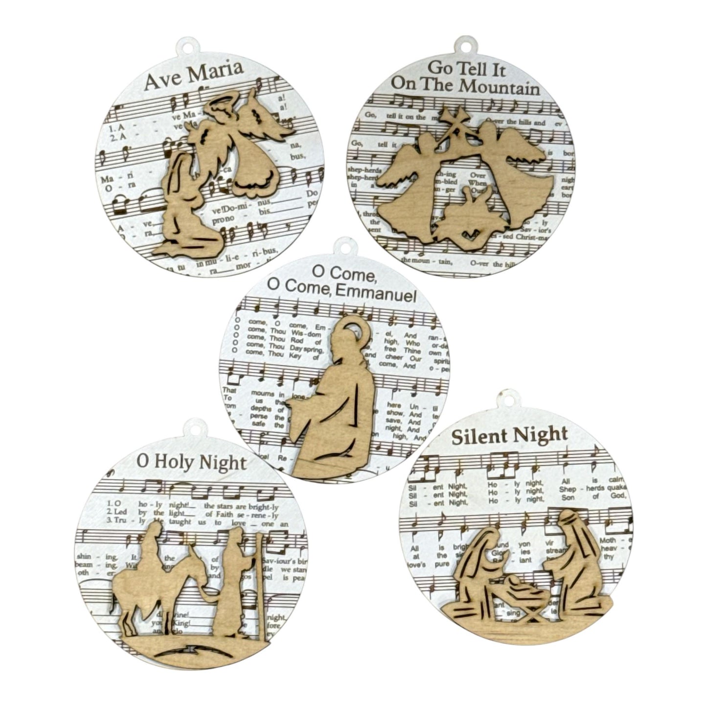 DIY Round Nativity Christmas Ornaments, Unfinished