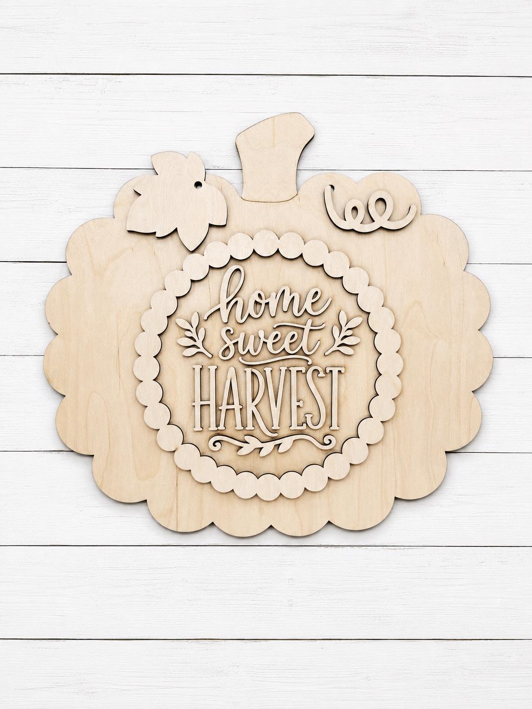 DIY Home Sweet Harvest Pumpkin Scalloped Door Hanger