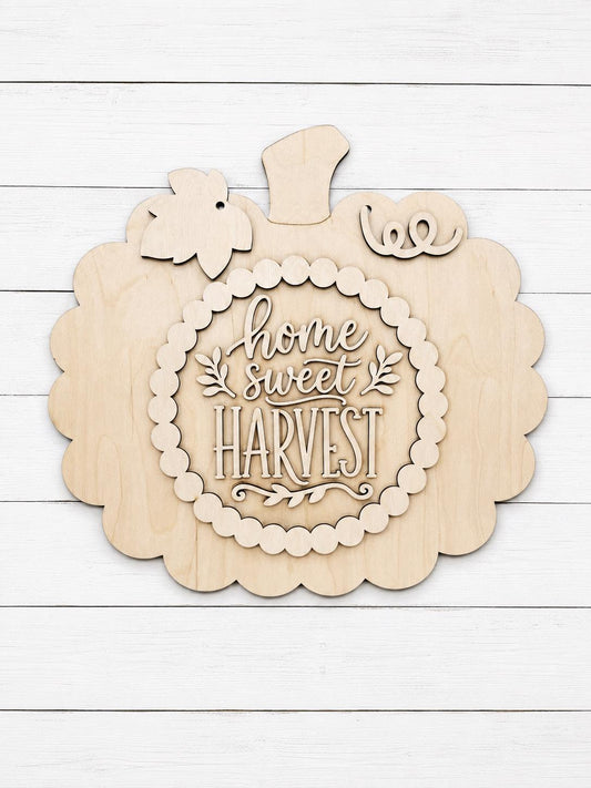 DIY Home Sweet Harvest Pumpkin Scalloped Door Hanger