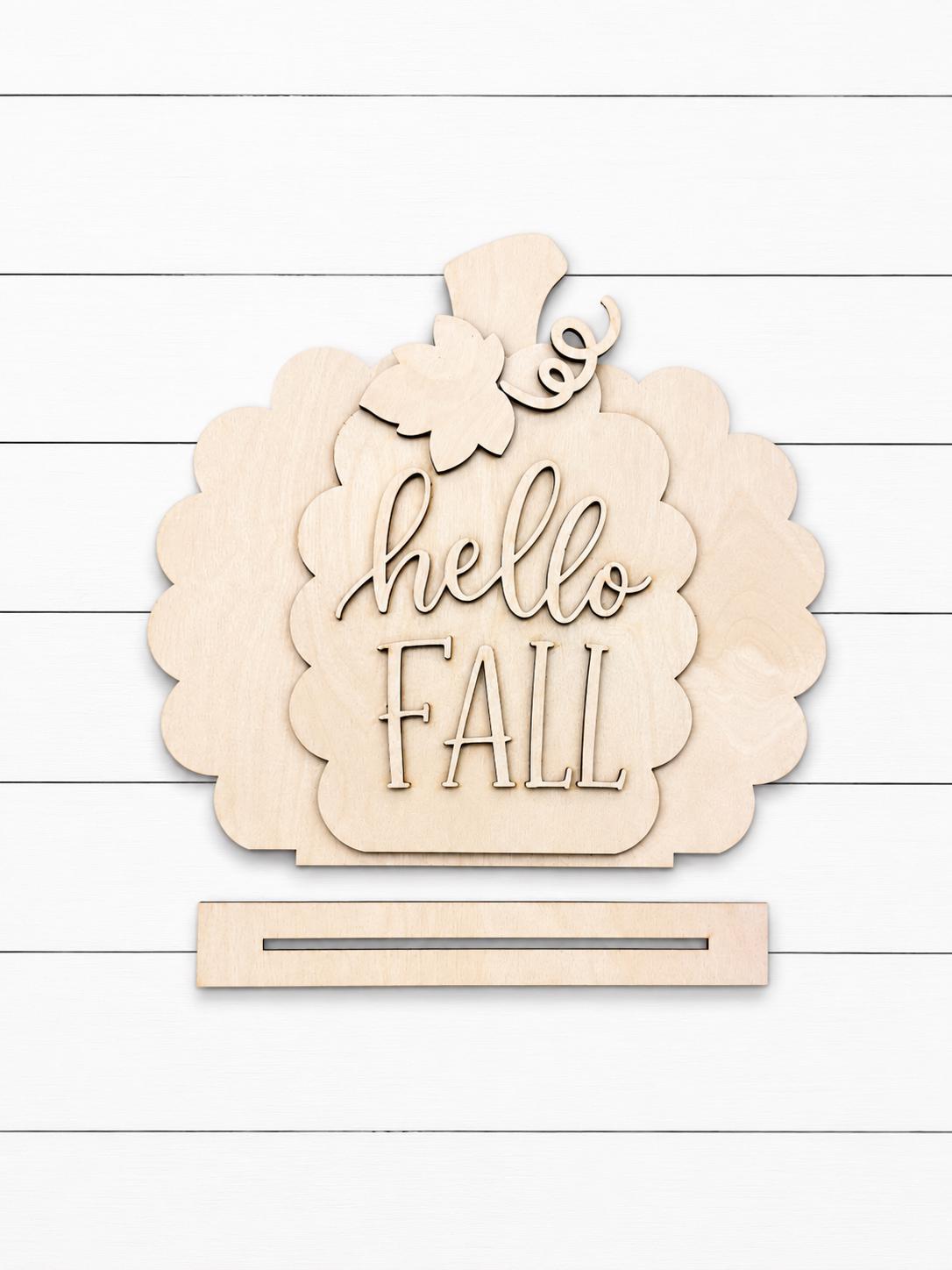 DIY Hello Fall Mini Shelf Sitter Pumpkin