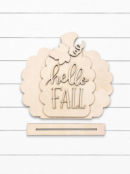DIY Hello Fall Mini Shelf Sitter Pumpkin