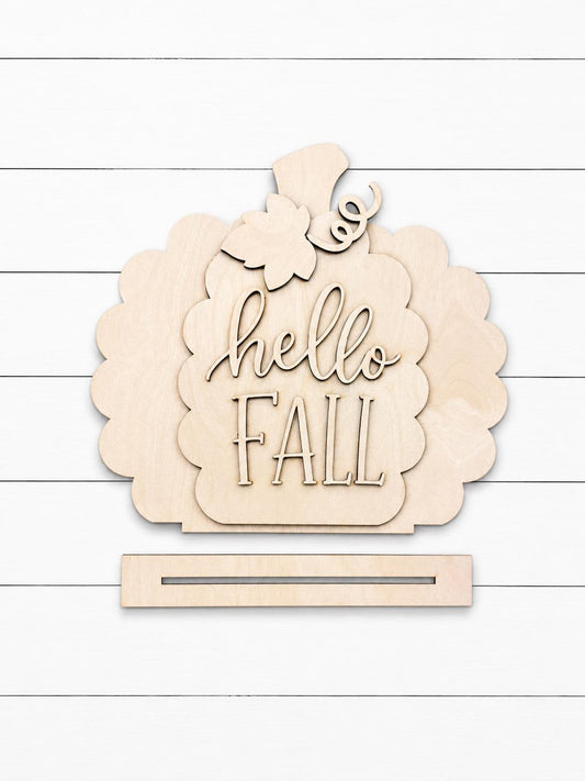DIY Hello Fall Mini Shelf Sitter Pumpkin