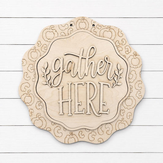 DIY Gather Here Leopard Pumpkin Scalloped Door Hanger