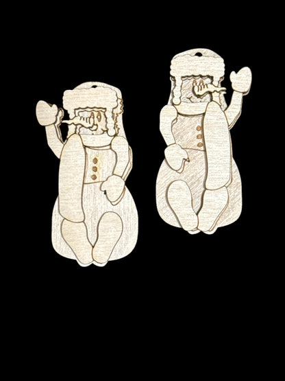 DIY Frosty with Scarf Earrings, Snowman Unfinished Wood