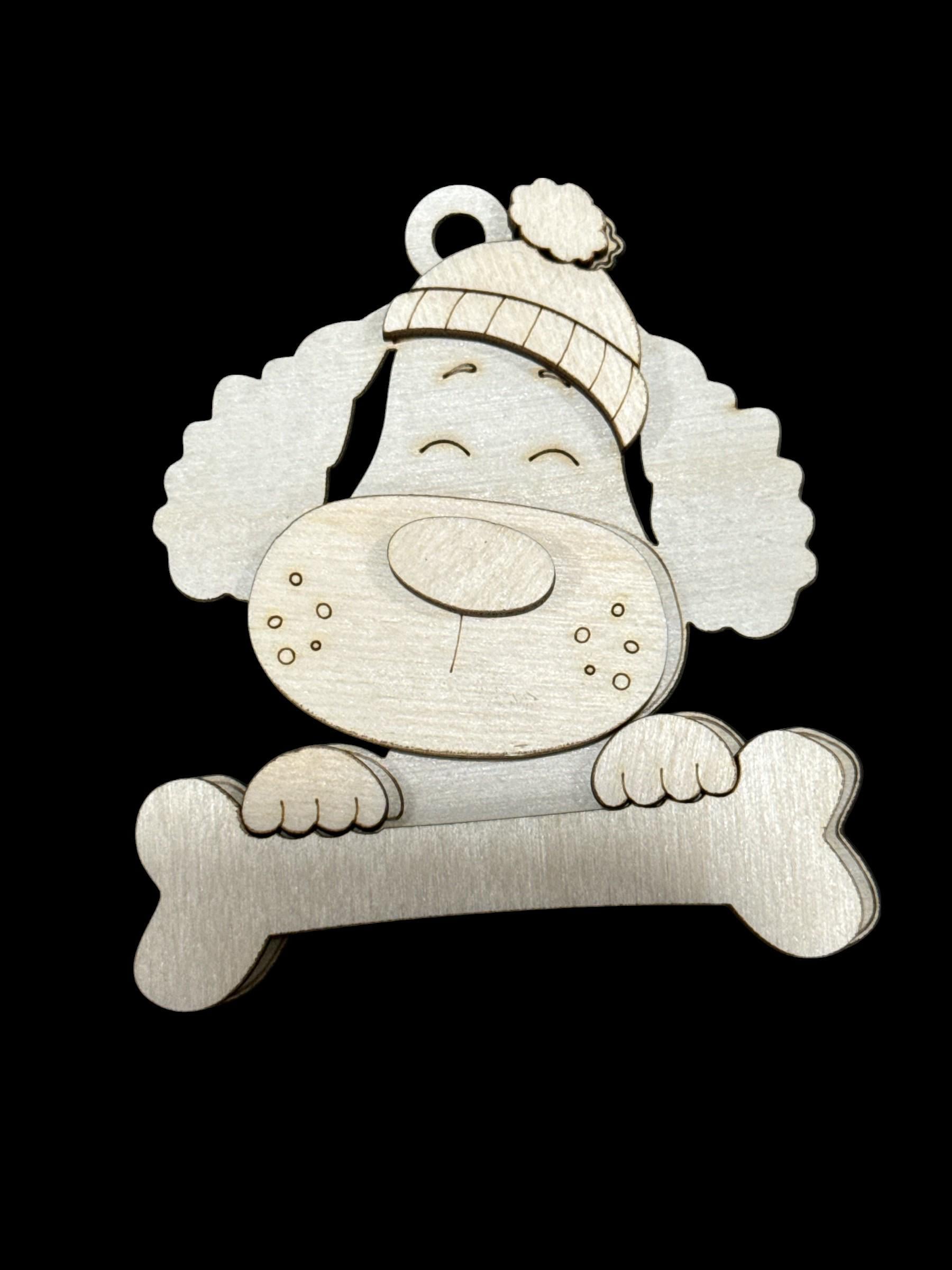 DIY Set of 10 Dog Bone Ornaments, Cute Dogs 3D