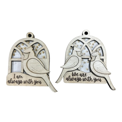 DIY I am always with your Cardinals, We are always Unfinished Cardinal Ornaments
