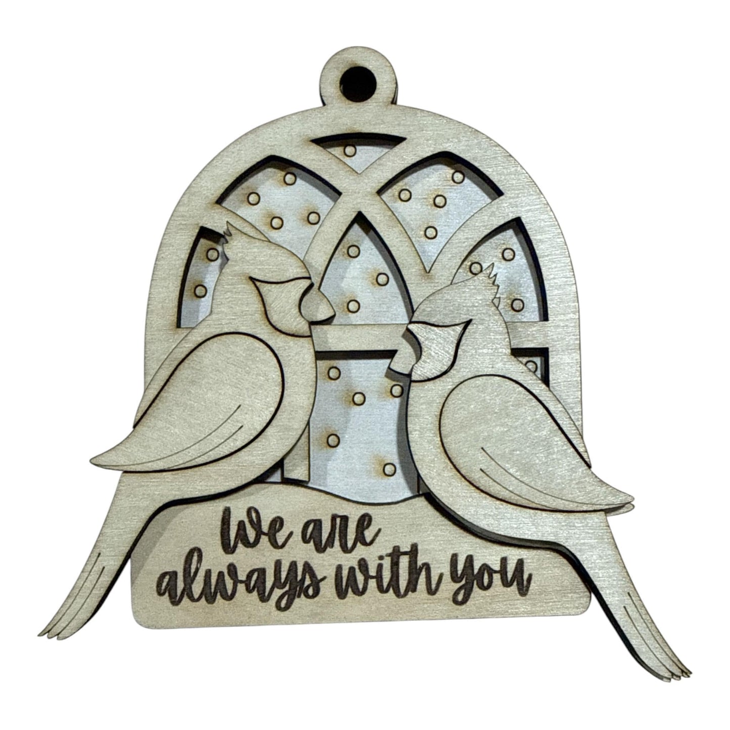 DIY I am always with your Cardinals, We are always Unfinished Cardinal Ornaments