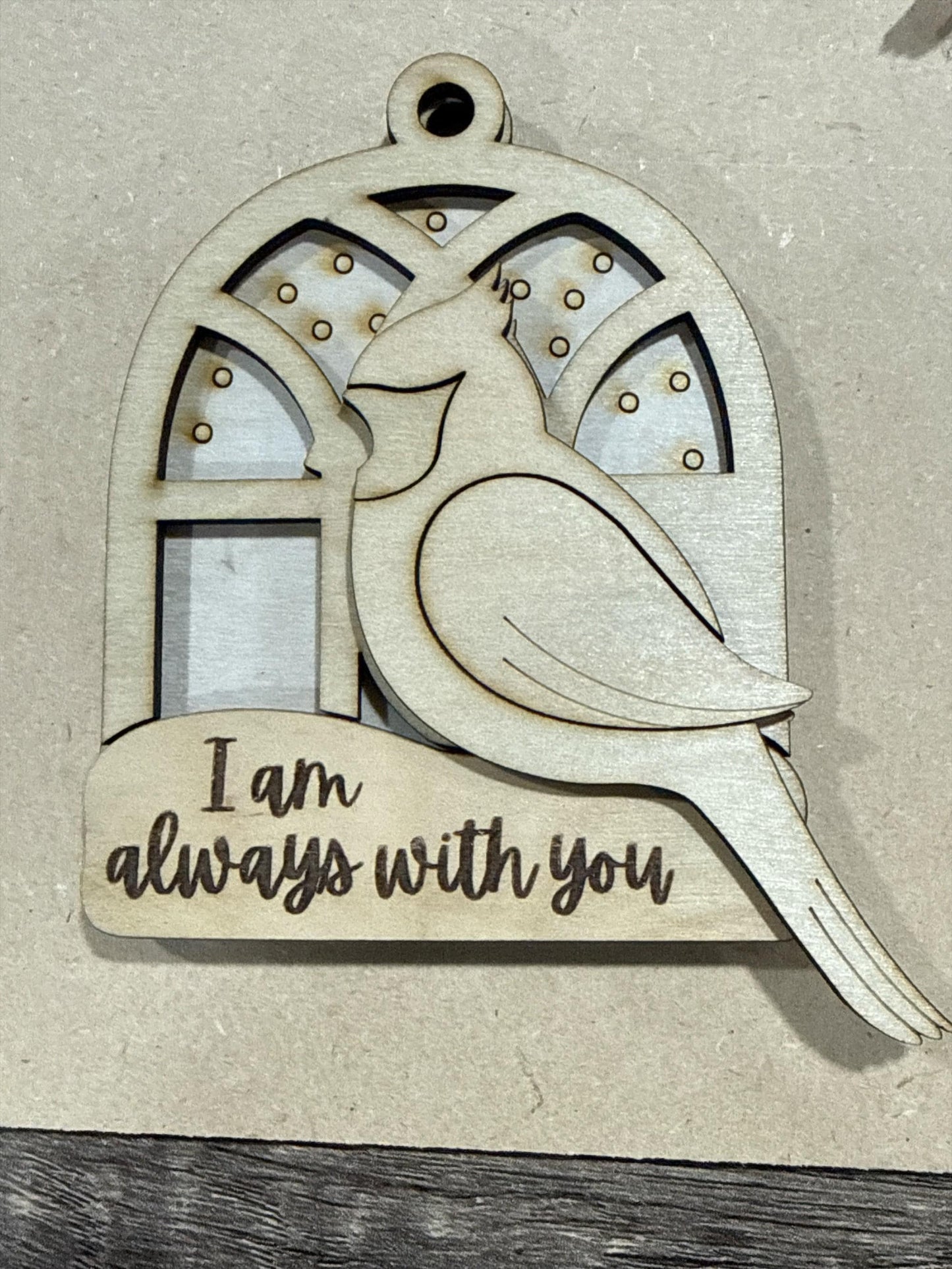 DIY I am always with your Cardinals, We are always Unfinished Cardinal Ornaments
