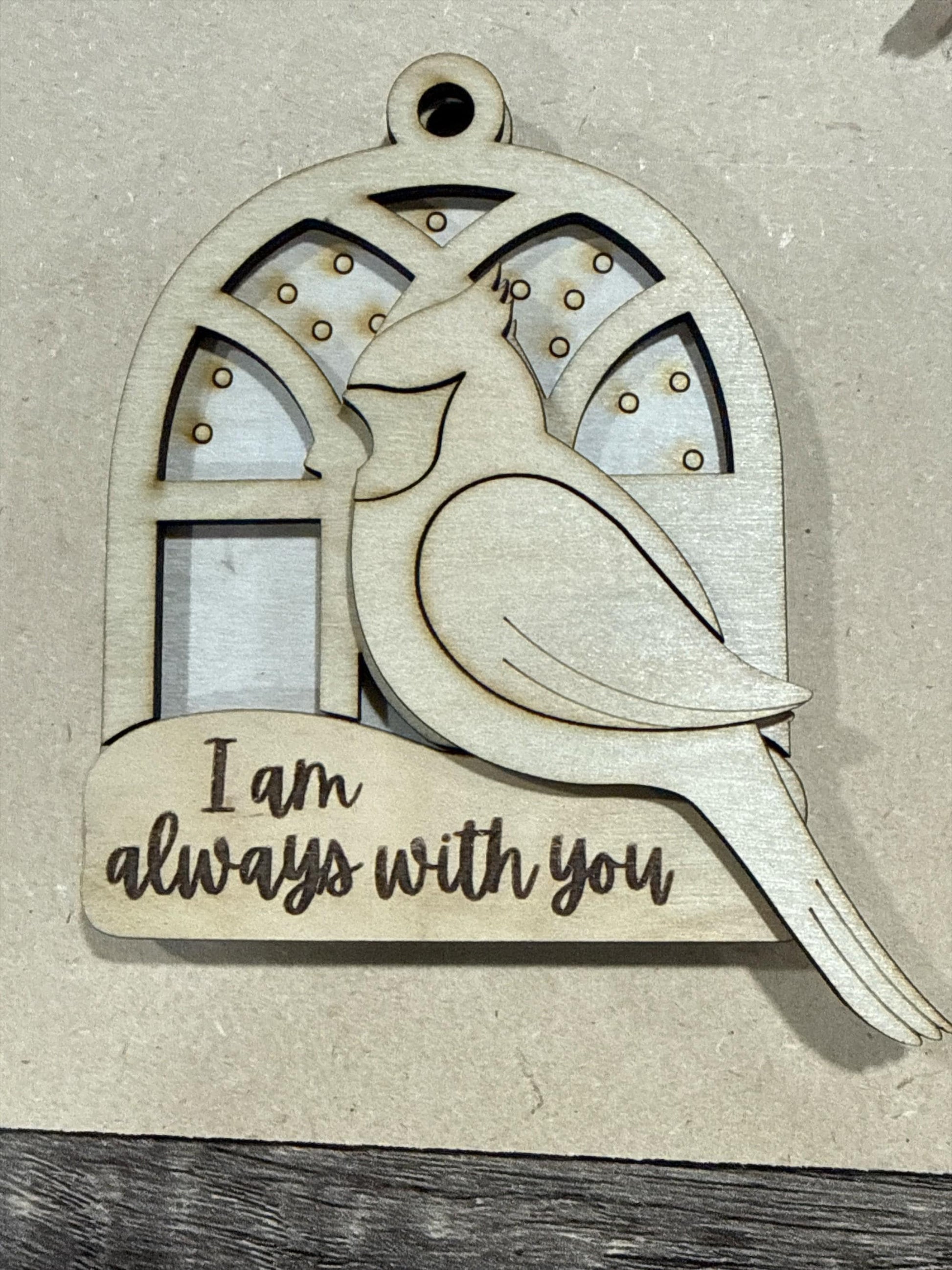 DIY I am always with your Cardinals, We are always Unfinished Cardinal Ornaments