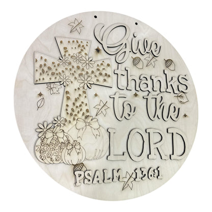 DIY Give thanks to the Lord Door Hanger, 3d Door Hanger