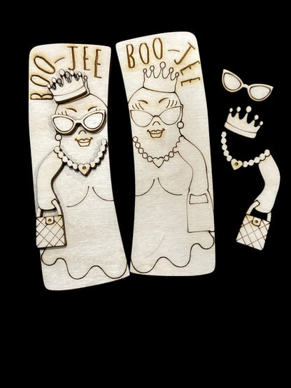 DIY Boo Jee Ghost, Halloween Hair Clip: Unfinished Wood Laser Cut Blank