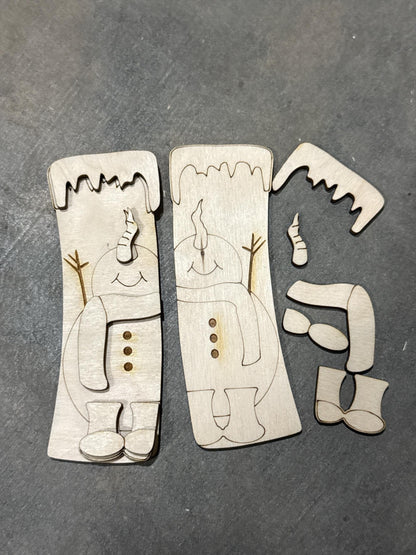 DIY Fluffy Cute Snowman Claw Clip, Wood Snowman Hair Clip Pieces, Laser Cut Blanks, Snowman Claw Clip,