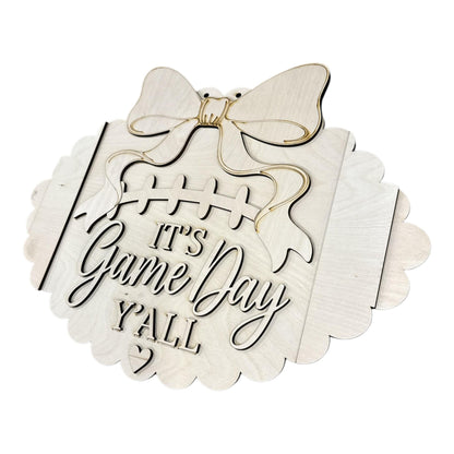 DIY It's Game Day Football Door Hanger, 3d Door Hanger, Unfinished Door Hanger