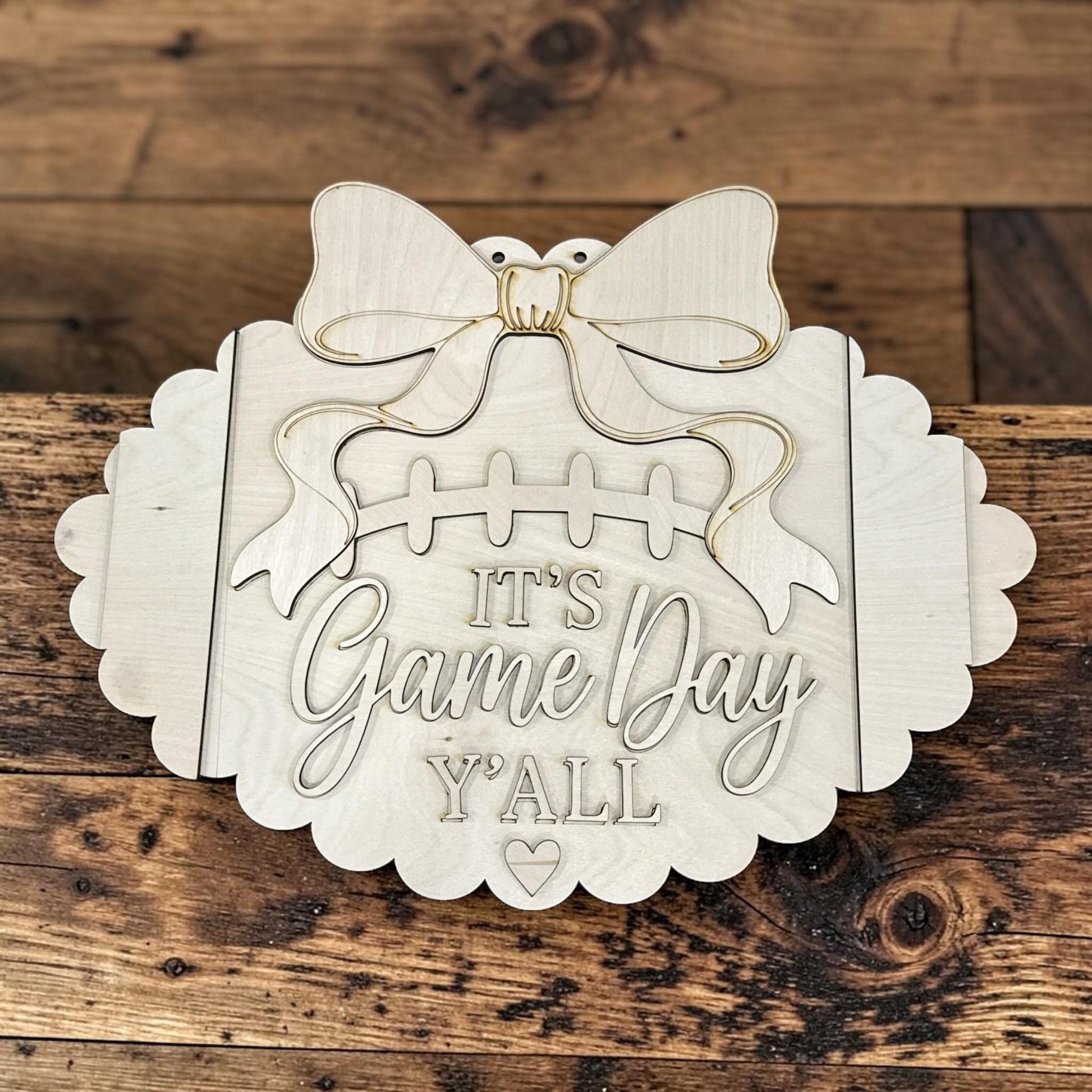DIY It's Game Day Football Door Hanger, 3d Door Hanger, Unfinished Door Hanger