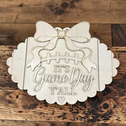 DIY It's Game Day Football Door Hanger, 3d Door Hanger, Unfinished Door Hanger