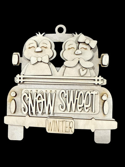 DIY Winter Friends Truck Ornament, Whimsical Unicorn Unfinished, DIY Christmas Tree Decoration