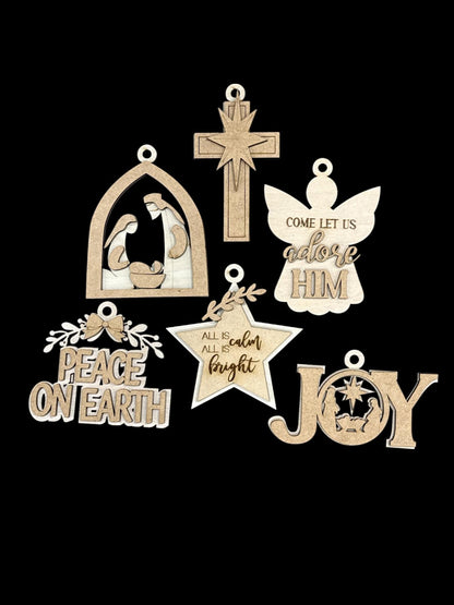DIY Single Religious Nativity Christmas Ornaments, Unfinished