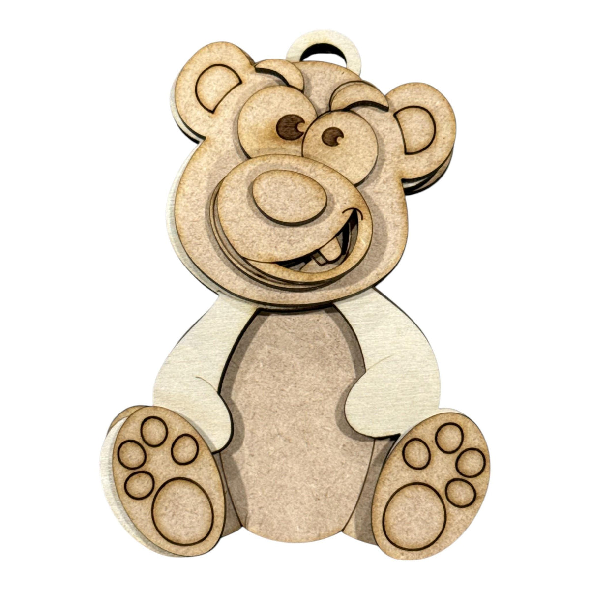 DIY Funny Teddy Bear Woodland Ornaments: Unfinished Wood Christmas Craft