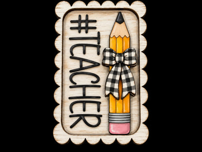DIY Teacher Pencil with Bow Magnet, Unfinished