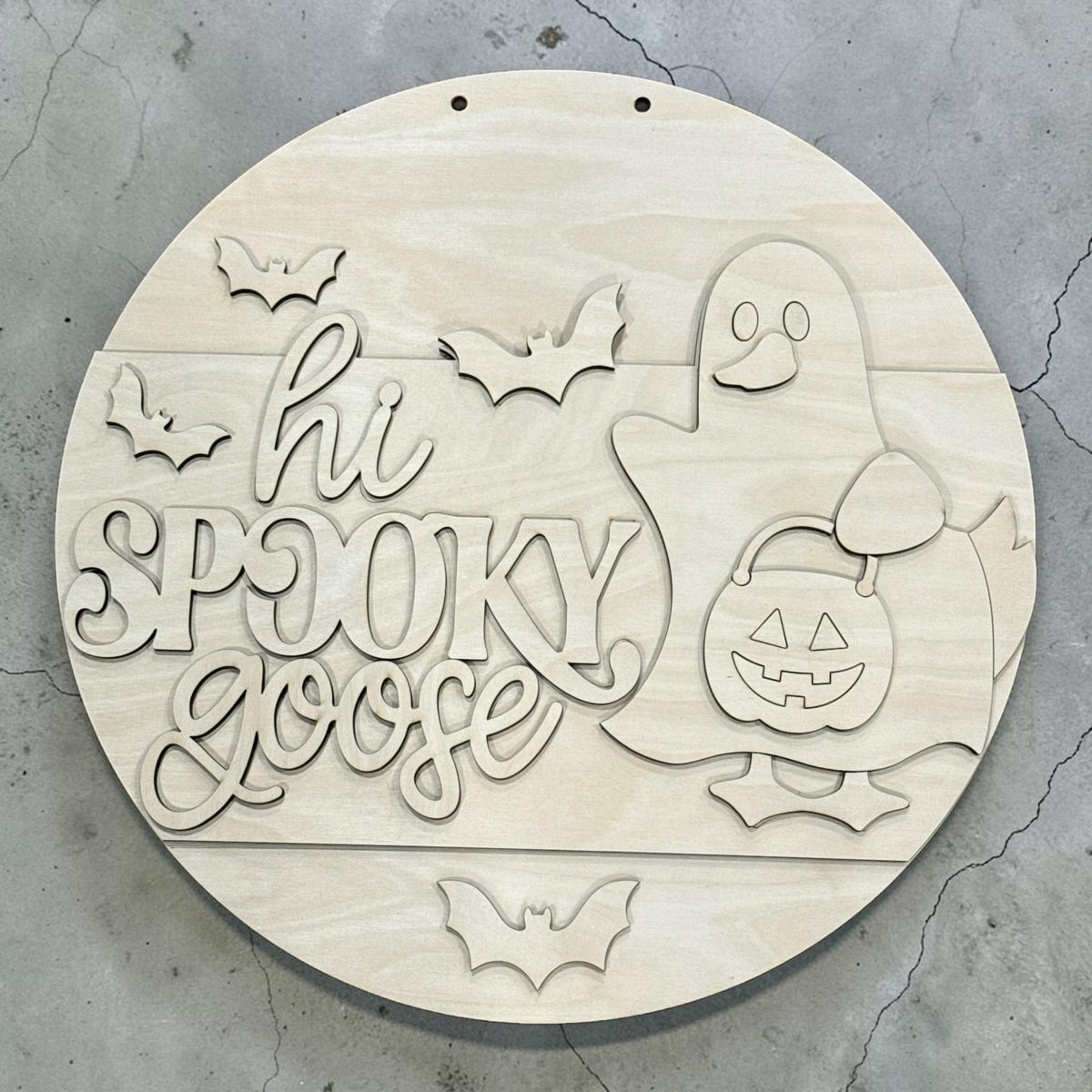 DIY Hi Spooky Ghost Halloween Door Hanger, Unfinished
