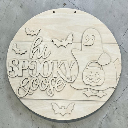 DIY Hi Spooky Ghost Halloween Door Hanger, Unfinished